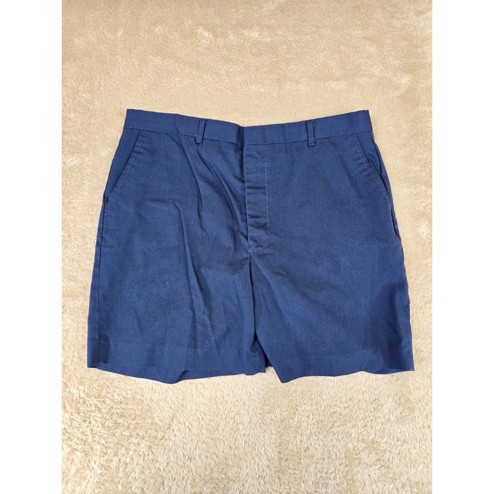 Vintage Knights Bridge Mens Navy Blue Chino Shorts 34 Made in USA Flat Front